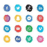 tecnología de iconos planos de redes sociales, red. venta de cara sonriente de grupo de fondo. compartir, me gusta, ilustración vectorial twitter, youtube, whatsapp, snapchat, facebook, instagram, tiktok, tok vector