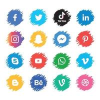 tecnología de iconos planos de redes sociales, red. venta de cara sonriente de grupo de fondo. compartir, me gusta, ilustración vectorial twitter, youtube, whatsapp, snapchat, facebook, instagram, tiktok, tok vector