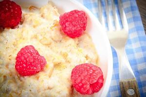 Oatmeal with Raspberries. Classic English Breakfast photo