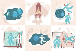 Flat Astronauts Design Concept vector