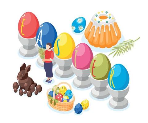 Easter Presents Isometric Composition