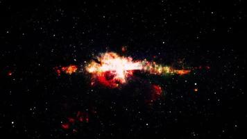 viajando a través de campos de estrellas en el espacio con big bang