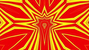 iridescent yellow orange gradient fractal ornament on bright red yellow background. video