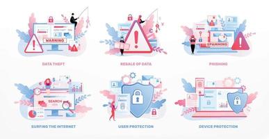 Data Privacy Compositions Set vector