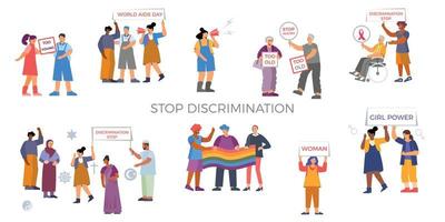 Discrimination Flat Characters Set vector