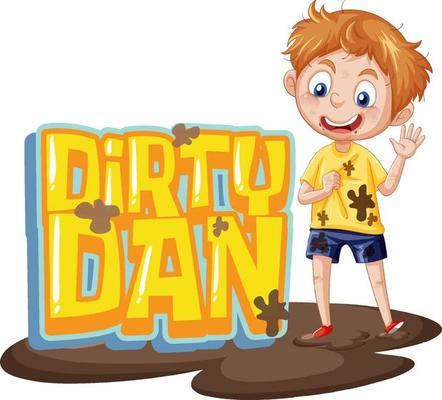 Dirty Dan logo text design with dirty boy