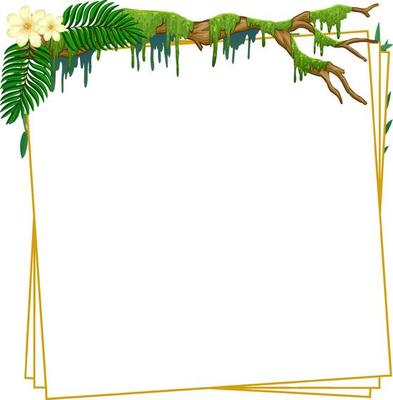 Square frame with tropical green leaves