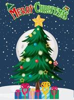 Merry Christmas poster with Christmas tree vector