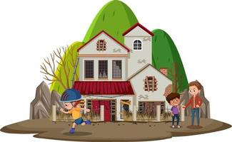 Children playing at abandon house vector