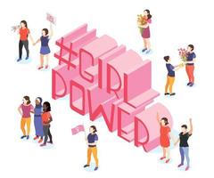 Girl Power Isometric Composition vector