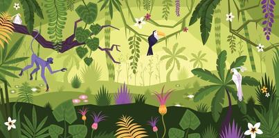 Jungle Rainforest Landscape Composition vector