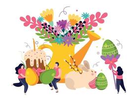 Easter Holiday Flat Composition vector