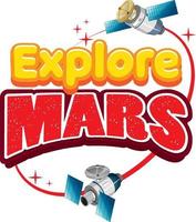 Explore el diseño del logotipo de Mars Word con satélite vector
