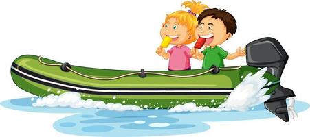 pareja de niños en bote