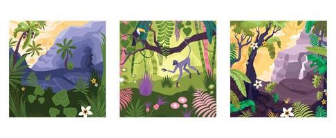 Magic Rainforest Compositions Set vector