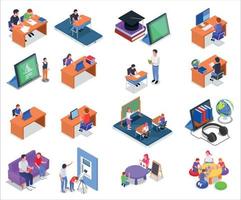 Homeschooling Isometric Set vector