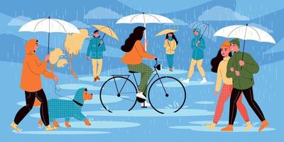 Walking Into Rain Composition vector