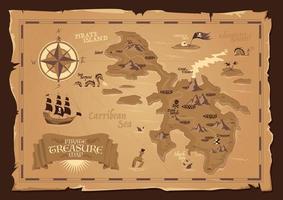 mapa pirata en estilo vintage vector