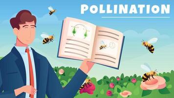 Pollination Flat Horizontal Composition vector