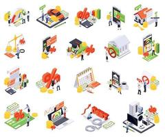 Bank Loan Isometric Set vector