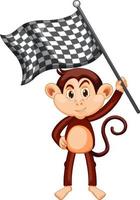 A monkey waving checkered flag vector