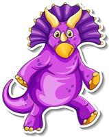 Triceratops dinosaur cartoon character sticker vector