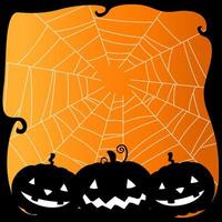 Plantilla de fondo de halloween con calabaza aterradora y telaraña vector