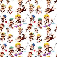 Monkey seamless pattern background vector