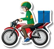 A sticker template with delivery man on motorcycle vector