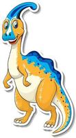 Parasaurolophus dinosaur cartoon character sticker vector