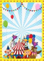 Circus poster background with cartoon character vector