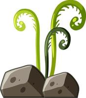 Fantasy grass in cartoon style with stone vector