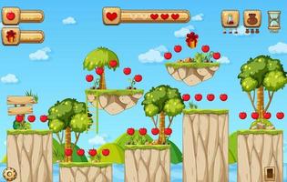 Collecting Apples Platformer Game Template vector