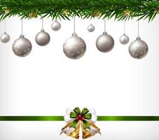 Christmas background with silver bauble christmas ornament vector