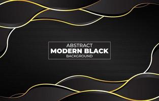 onda moderna abstracta negra negra con fondo de rayas doradas vector