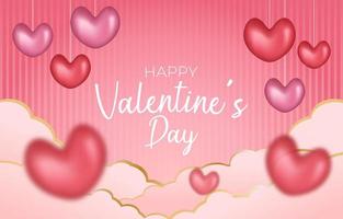 Happy Valentine Day Background with Cloud and Heart Shape