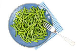 Vegetarian food. Bowl with green string beans. photo