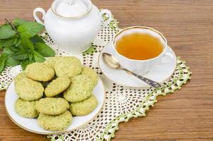 Homemade tasty cakes, mint cookies. Studio Photo