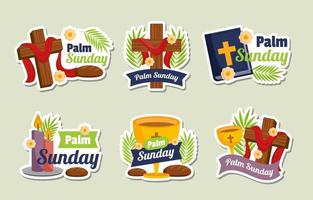 Palm Sunday Sticker Collection vector