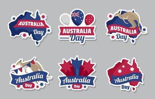 colección de pegatinas del día de australia vector