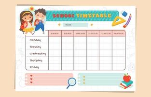 Cute Weekly School Timetable vector