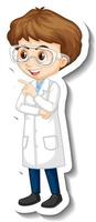 Scientist boy cartoon character sticker vector