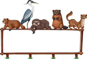 Empty banner with wild animals on white background vector