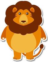 Chubby lion animal cartoon sticker vector