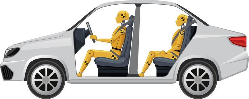 Crash test dummy in a car