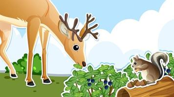 Thumbnail design with deer and squirrel vector