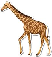 A sticker template of giraffe cartoon character vector