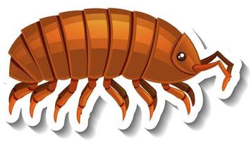 Isopod animal cartoon sticker vector