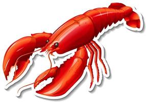 Red lobster cartoon sticker vector