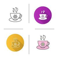 Cup of herbal tea icon. Flat design, linear and color styles. Isolated vector illustrations